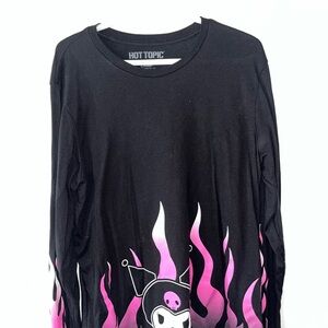 Hot Topic Black and Pink Kuromi Sanrio Graphic Long Sleeve Shirt